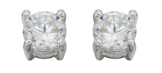 Picture of Clear CZ Medium Round Stud Earrings
