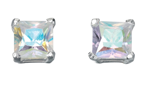 Picture of Rainbow CZ Square Stud Earrings