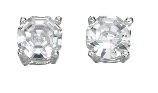 Picture of Clear CZ Faceted Stud Earrings