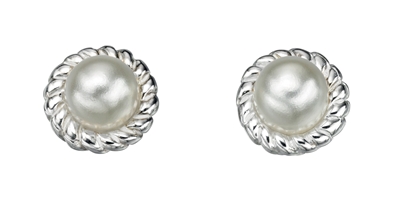 Picture of White Imitation Pearl Rope Edge Stud Earrings