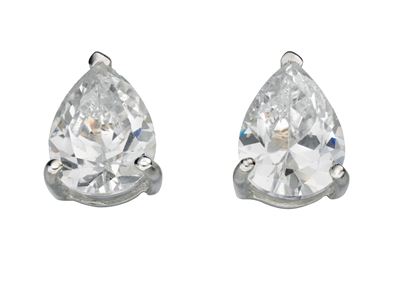 Picture of Clear CZ Teardrop Stud Earrings