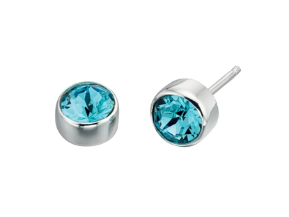 Picture of Swarovski Round Stud Earrings - Aquamarine