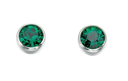 Picture of Swarovski Round Stud Earrings - Emerald