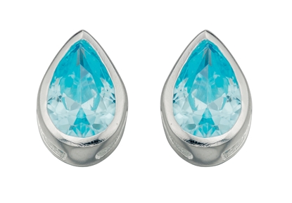 Picture of Swarovski Teardrop Stud Earrings - Aquamarine
