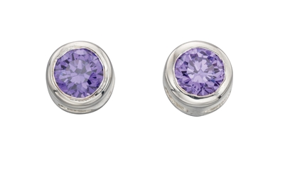 Picture of Amethyst Cz Rubover Studs 4Mm