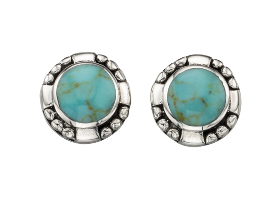 Picture of Round Imitation Turquoise Stud Earrings