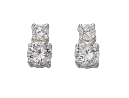 Picture of Double Drop Claw Set Cz Earrings