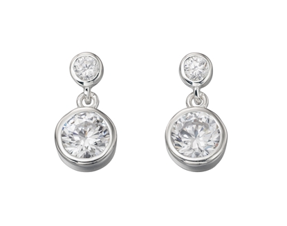 Picture of Double Drop Rubover CZ Earrings