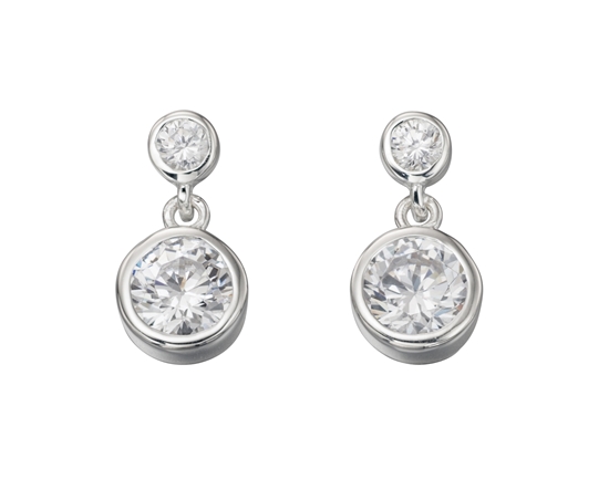 Picture of Double Drop Rubover CZ Earrings