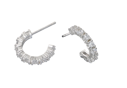 Picture of Clear Cz Semi Hoop Earrings