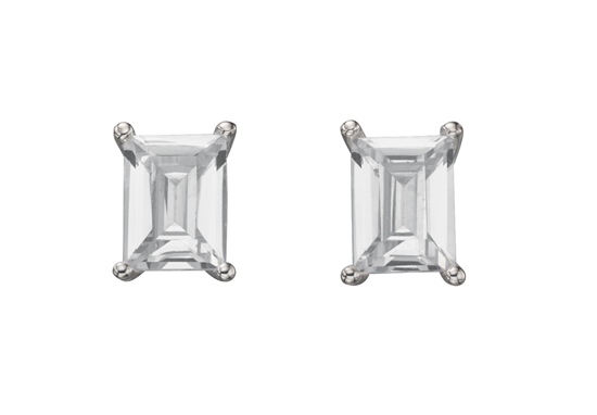 Picture of Rectangular Emerald Cut Earrings - Clear