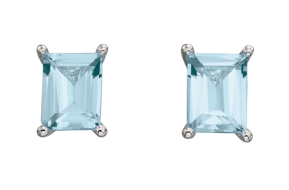 Picture of Rectangular Emerald Cut Earrings - Blue Topaz Cz