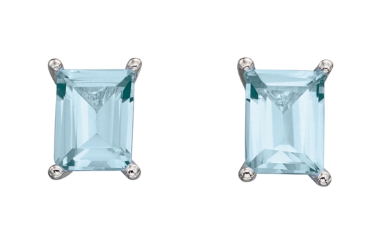 Picture of Rectangular Emerald Cut Earrings - Blue Topaz Cz