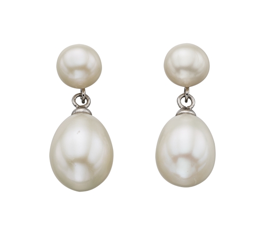 Picture of Freshwater Pearl Double Drop Stud Earrings