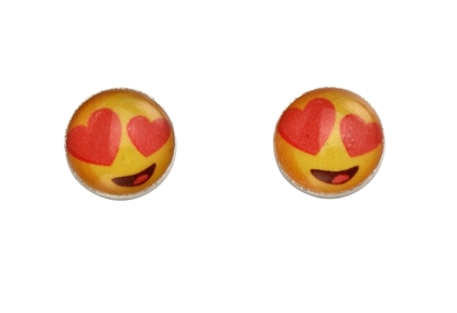 Picture of Love Eyes Emoji Silver Stud Earrings