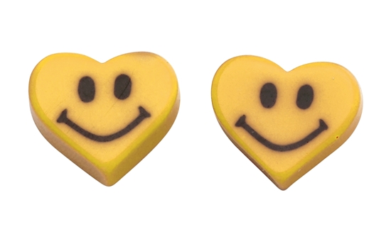 Picture of Yellow Heart Smiley Face Studs