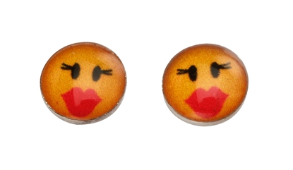 Picture of Yellow Emoji Red Lip Studs