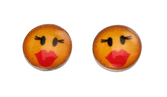 Picture of Yellow Emoji Red Lip Studs