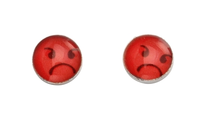 Picture of Angry Face Emoji Silver Stud Earrings