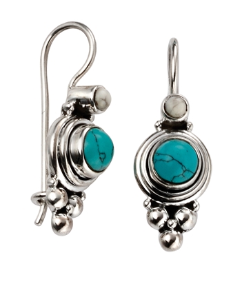 Picture of Turquoise Earrings With Oxidised Detail