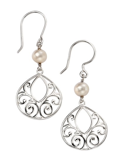 Picture of Filigree Drop Pearl Earrings