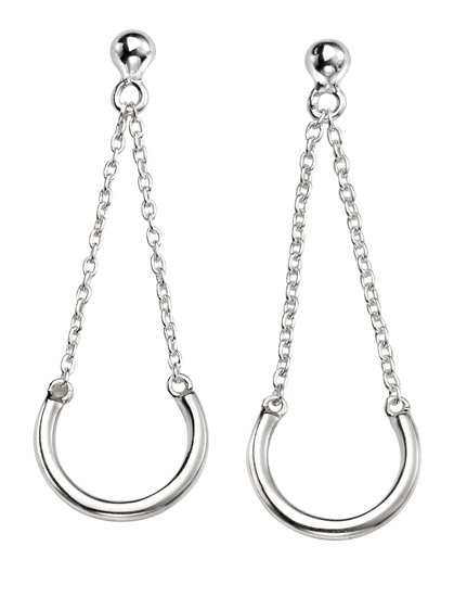 Picture of Drop Curved Bar And Chain Earrings
