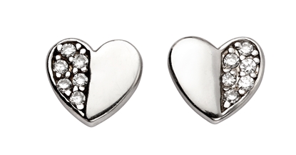 Picture of CZ Half Pave Heart Earrings