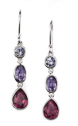Picture of Amethyst/Sapphire/Tanzanite Swarovski Crystal Drop Earrings