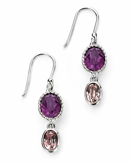 Picture of Swarovski Amethyst & Rose Water Opal Double Drop Earrings