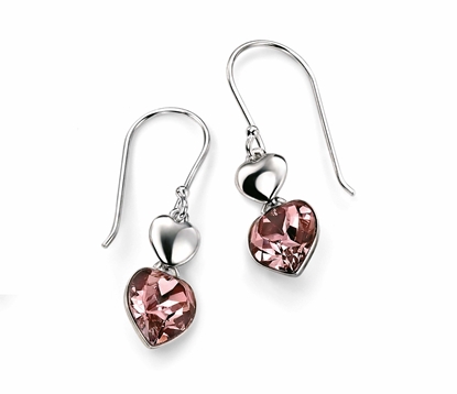Picture of Swarovski Crystal & Silver Heart Earrings