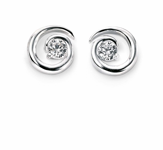 Picture of Spiral Stud Earrings With Clear CZ