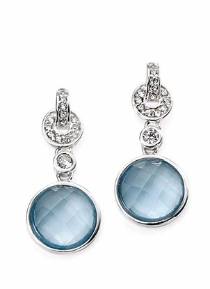 Picture of Double Drop Disc Earrings With Clear Cz And Synthetic Spinel