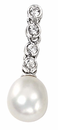 Picture of Drop Cz & Pearl Earrings