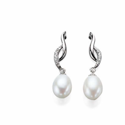 Picture of Twisted Earrings With Pearl And CZ