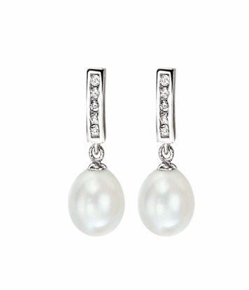 Picture of Pearl Drop & Cz Earrings