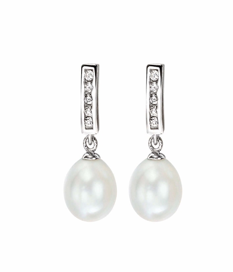 Picture of Pearl Drop & Cz Earrings