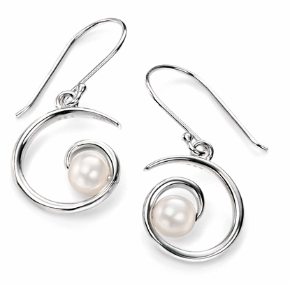 Picture of Silver Spiral Earrings With White Pearl