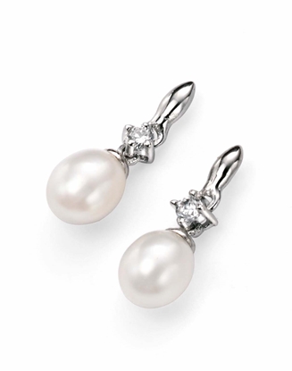 Picture of White Pearl Earrings With CZ