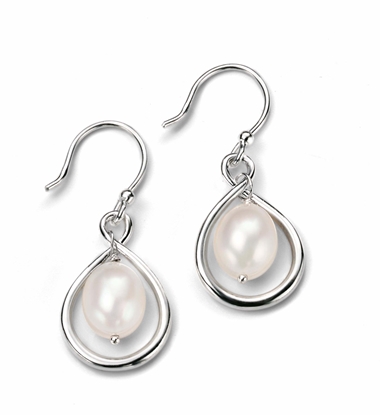 Picture of Pear Shaped Pearl Drop Earrings