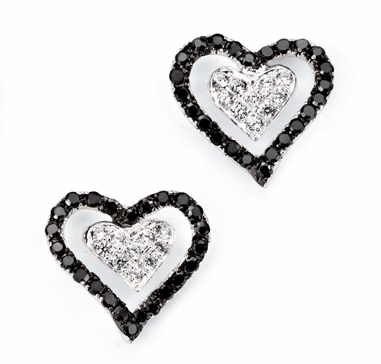 Picture of Double Heart Stud Earrings With Pave
