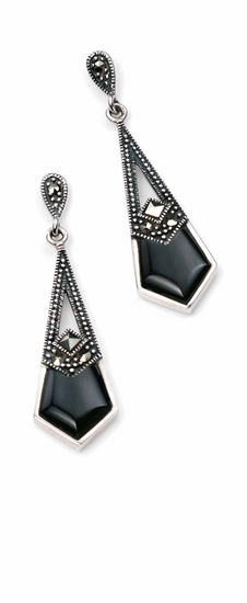 Picture of Marcasite & Black Agate Earrings