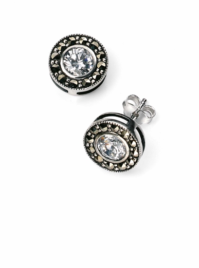 Picture of Round Marcasite And CZ Earrings