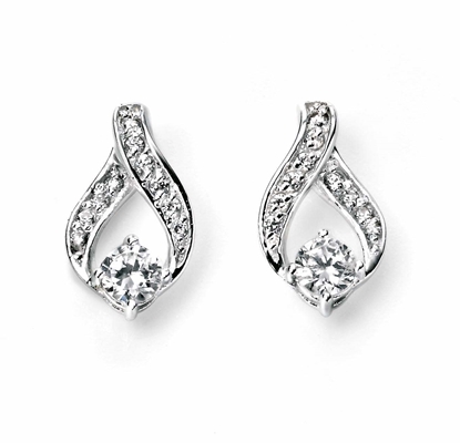 Picture of Curved Wishbone Stud Earrings With Pave And Clear Cz