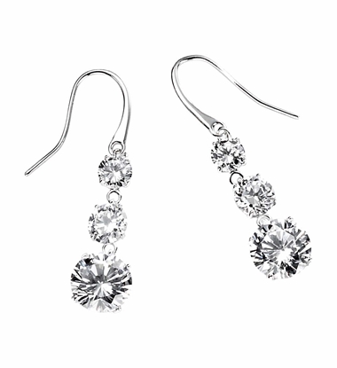 Picture of Triple Clear Cz Drop Earrings