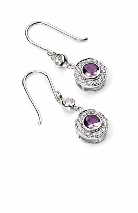 Picture of Purple Crystal With Cz Pave Cluster Drop Earrings