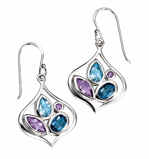 Picture of London Blue Topaz & Amethyst Open Earrings