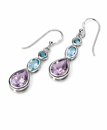 Picture of Amethyst , Blue Topaz Drop Earrings