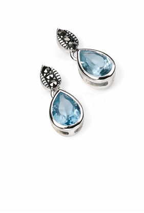 Picture of Blue Topaz With Marcasite Earrings