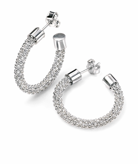 Picture of Silver Bead Chain Hoop Earrings