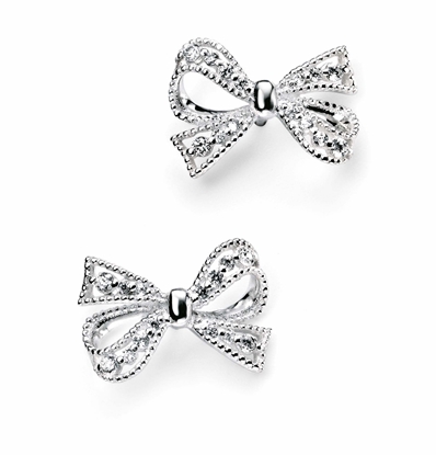 Picture of Silver And CZ Bow Earrings